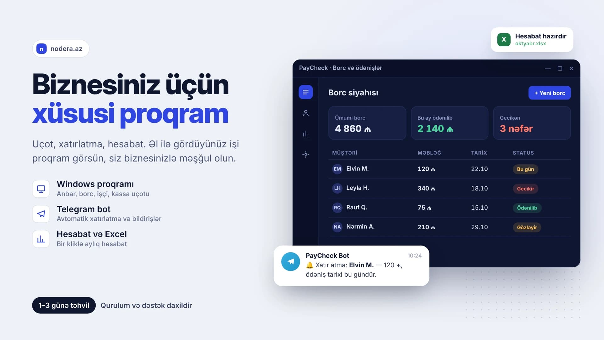 Salam! Mən İsmayıl, C# və VB.NET ilə biznes proqramları və Telegram botları hazırlayıram. Nə hazırl - Slide 1